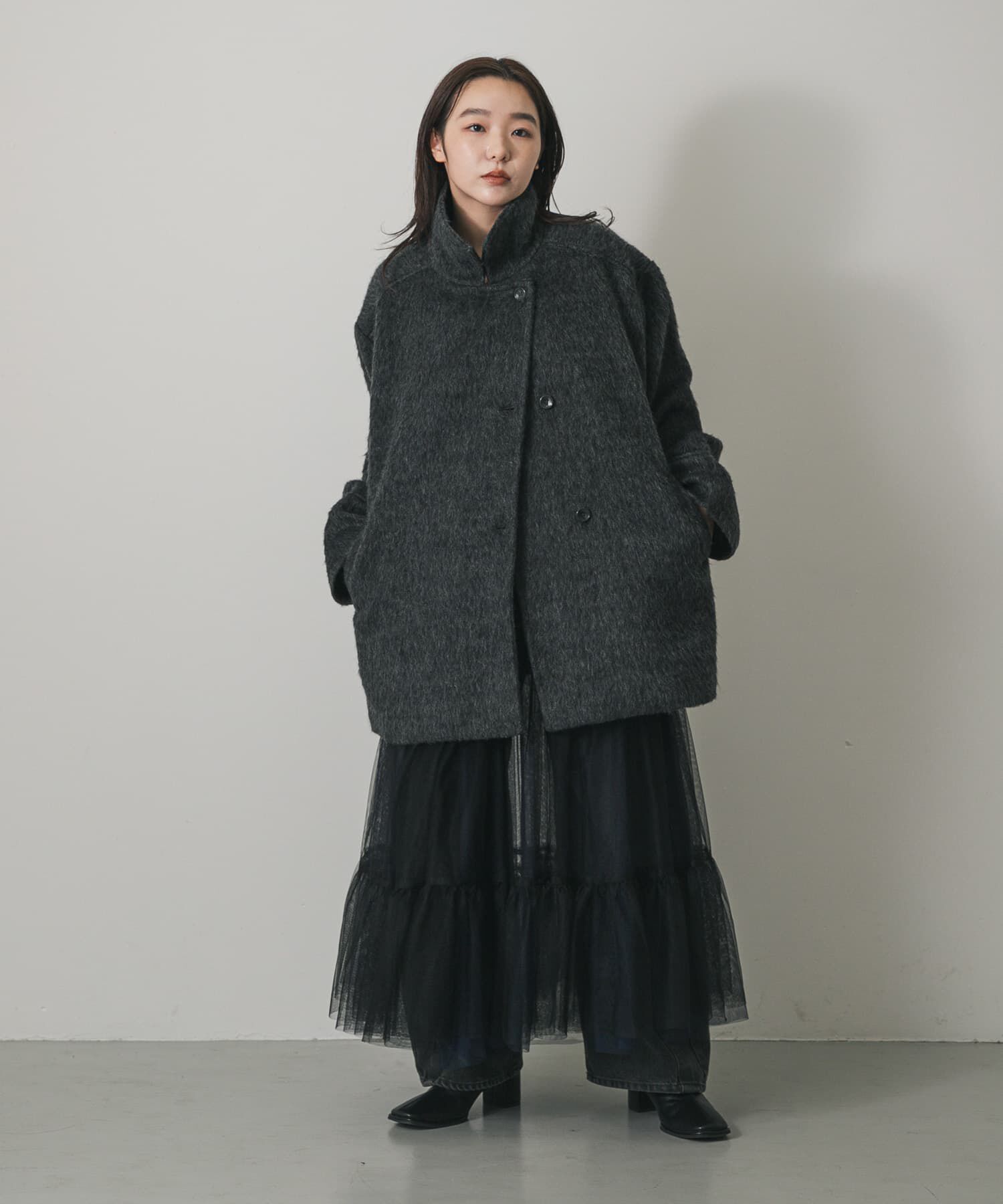 SENSE OF PLACE by URBAN RESEARCH「マルチカラーシャギーコート」|ノーカラーコート|