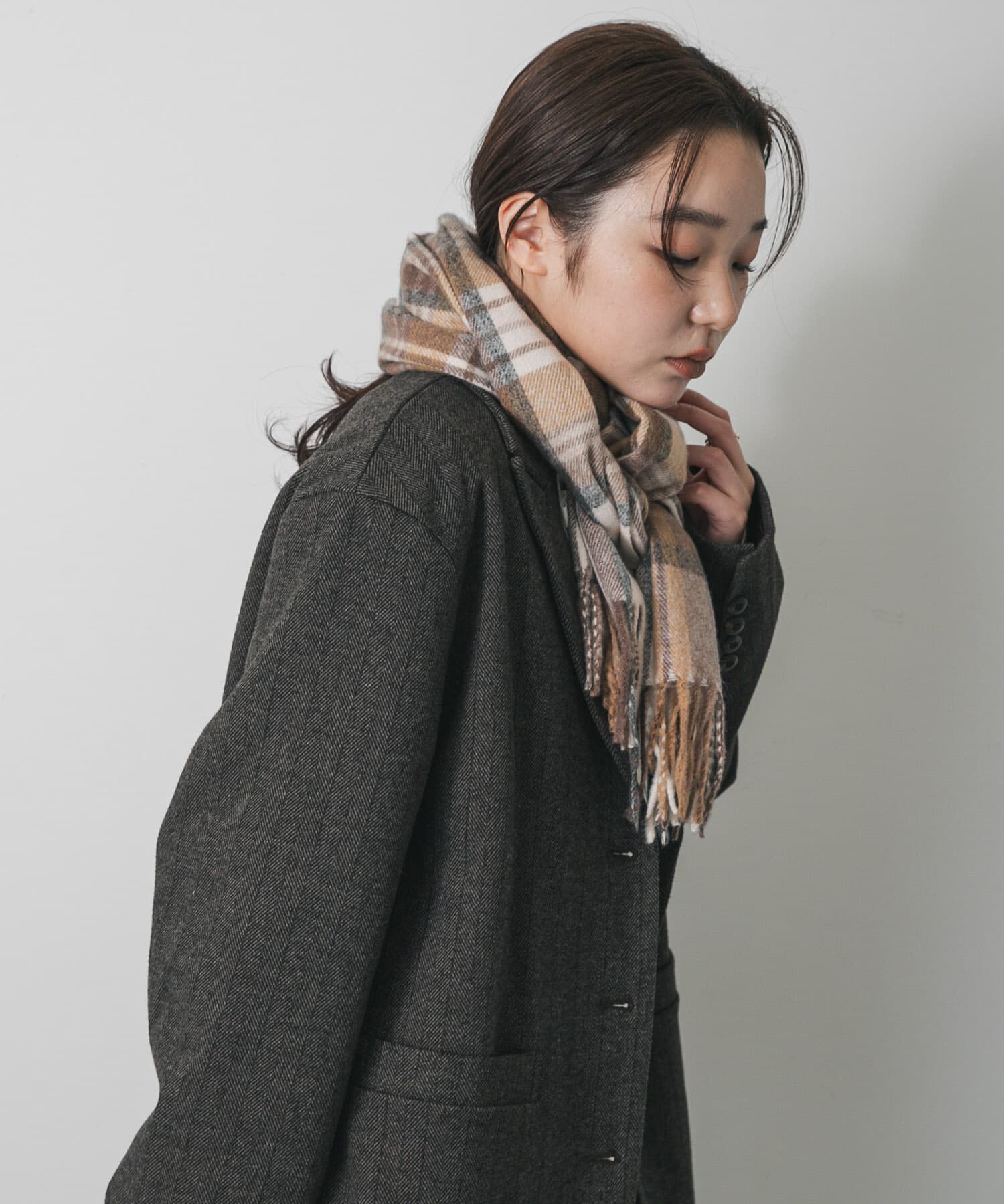 SENSE OF PLACE by URBAN RESEARCH「チェックフリンジストール」|マフラー|