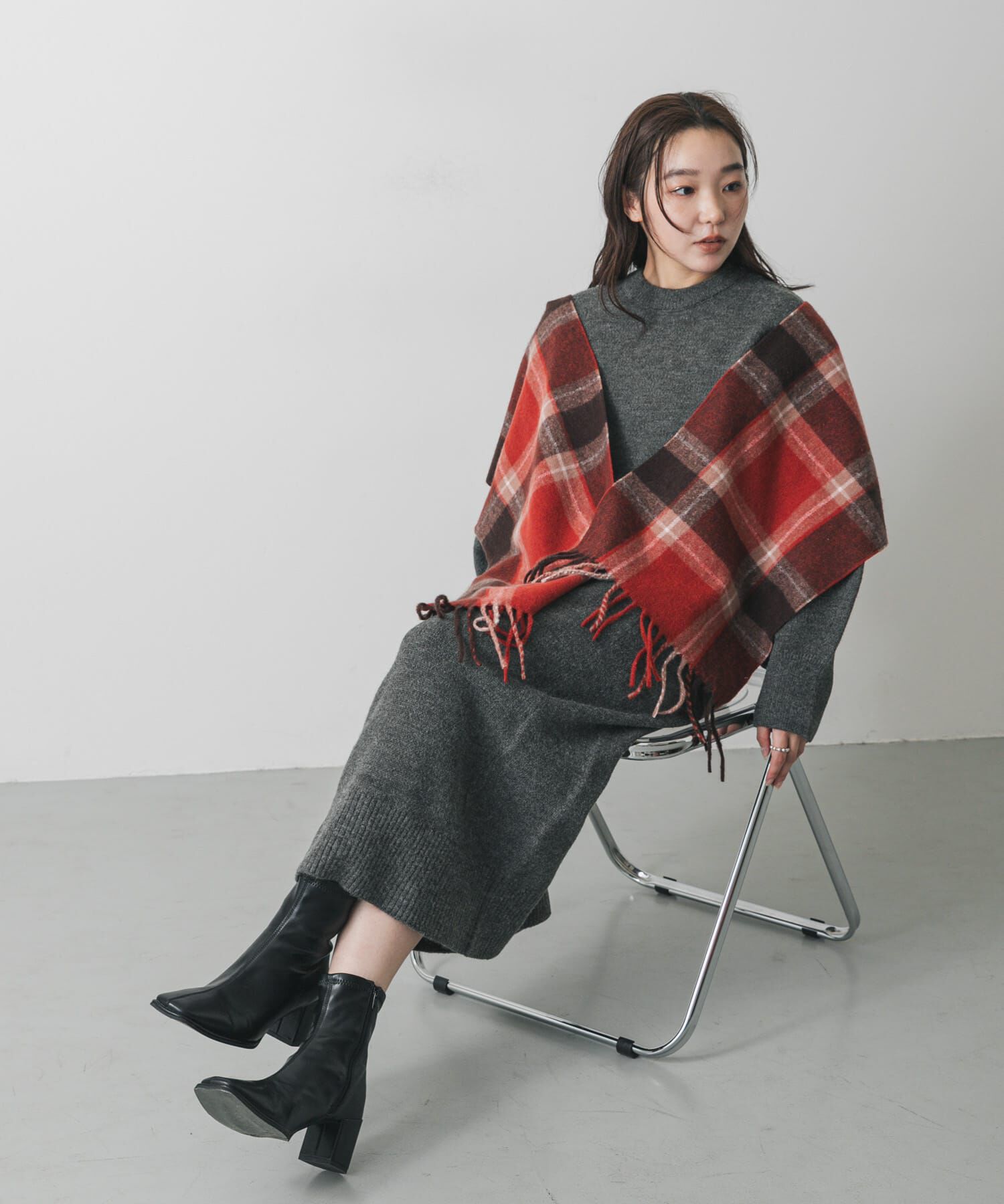 SENSE OF PLACE by URBAN RESEARCH「チェックフリンジストール」|マフラー|