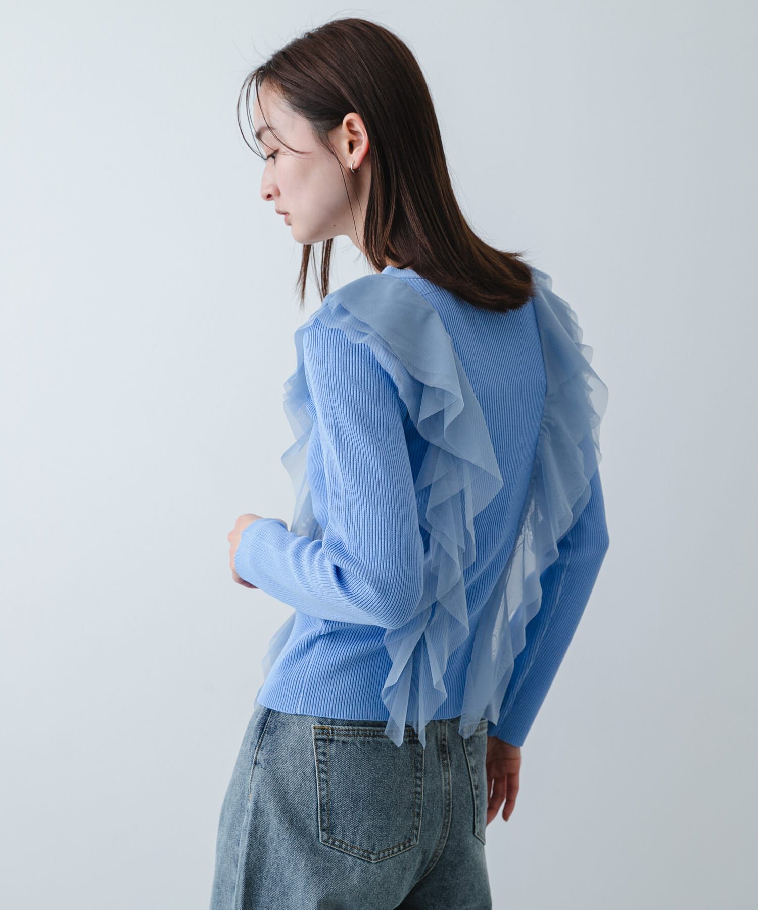 SENSE OF PLACE by URBAN RESEARCH「『洗濯可』チュールフリルニットカーディガン」|カーディガン|