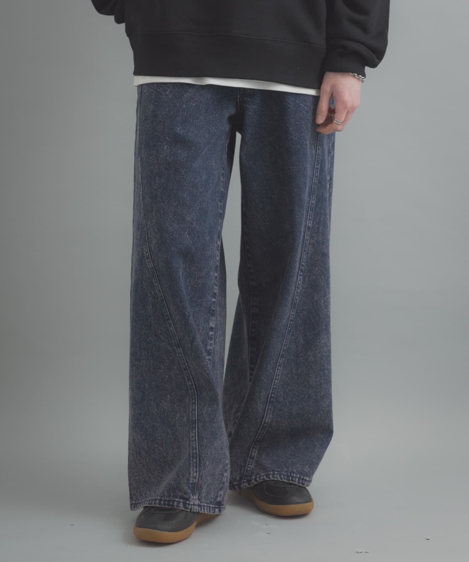 SENSE OF PLACE by URBAN RESEARCH「『ユニセックス』ケミカルバギーワイドデニムパンツ」|デニム|