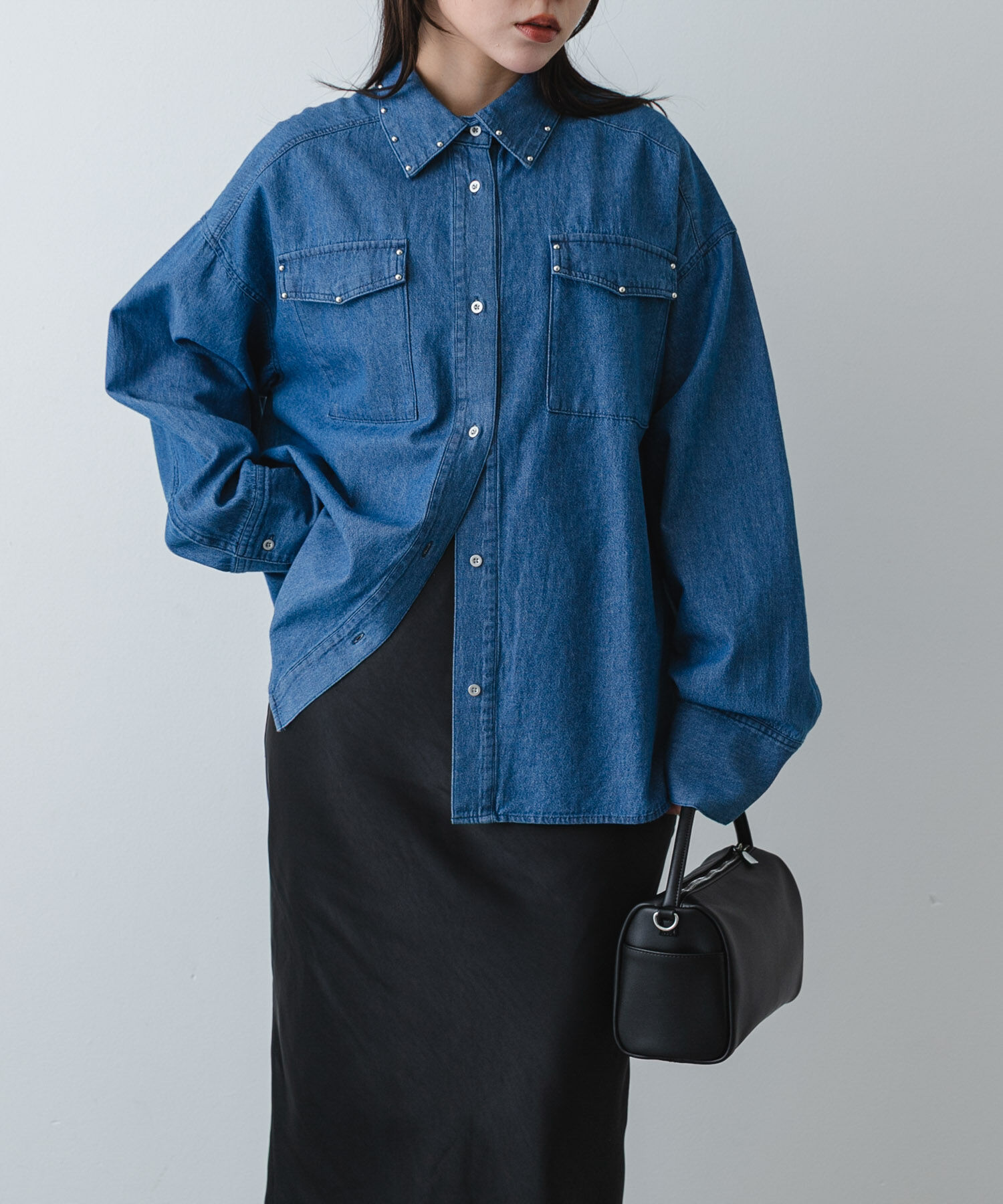 SENSE OF PLACE by URBAN RESEARCH「スタッズデニムシャツ」|シャツ・ブラウス|インディゴブルー