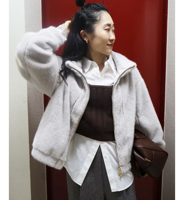  「ミンクタッチスタンドカラーファーブルゾン」|ブルゾン・スタジャン|