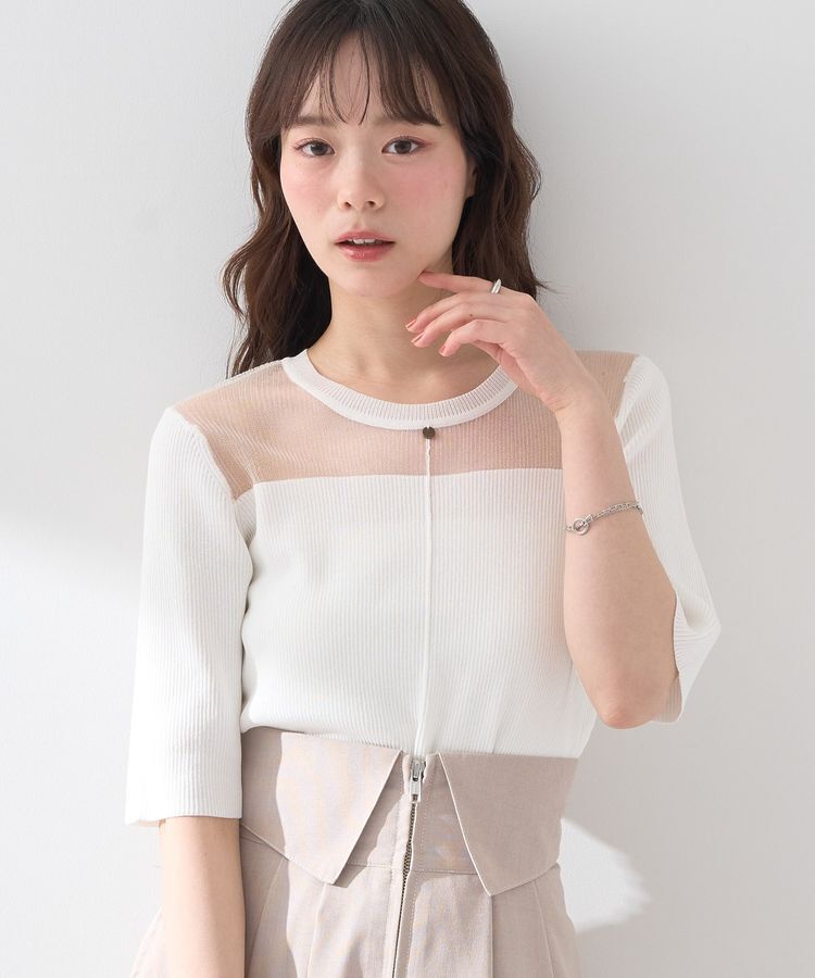 earth music&ecology「シアーヨークニットプルオーバー」|ニット・セーター|Ivory