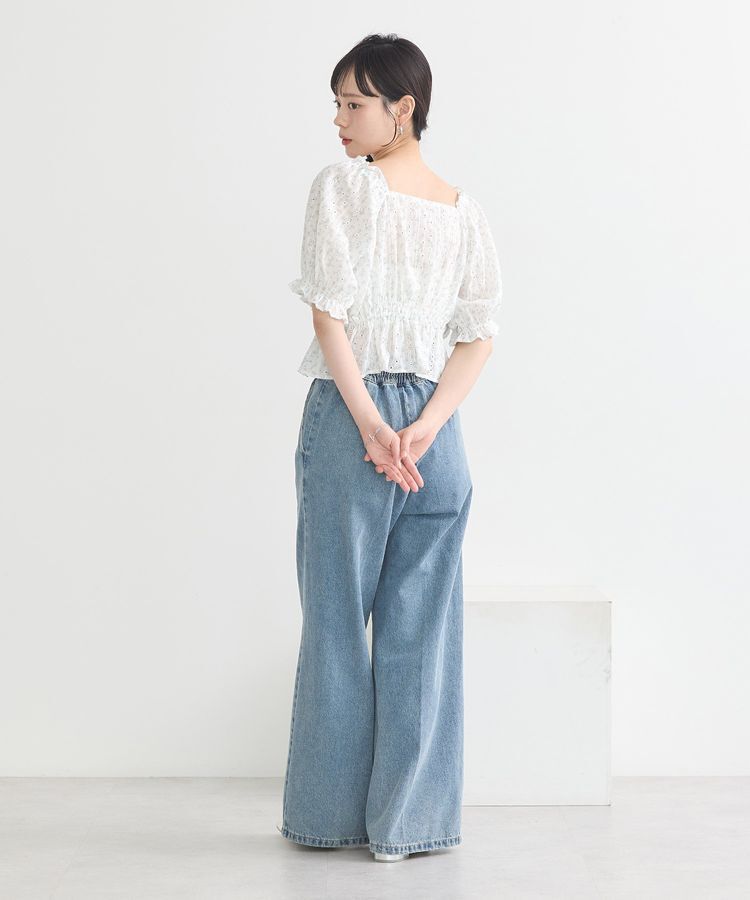 earth music&ecology「フラワー刺繍フリルヘムブラウス」|シャツ・ブラウス|