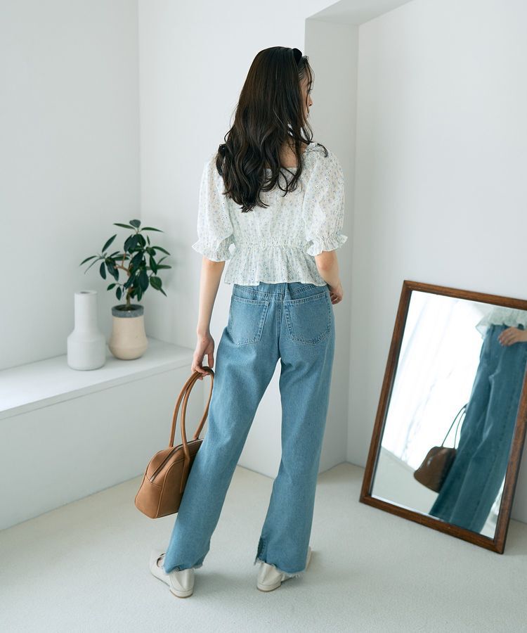 earth music&ecology「フラワー刺繍フリルヘムブラウス」|シャツ・ブラウス|