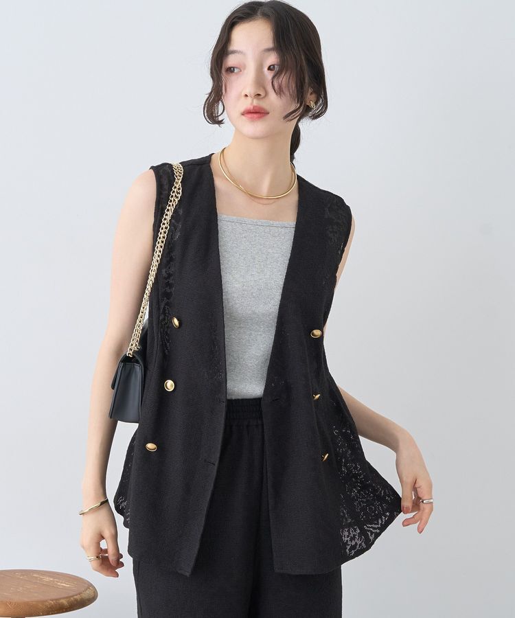 earth music&ecology「レースジレ」|ベスト・ジレ|Black