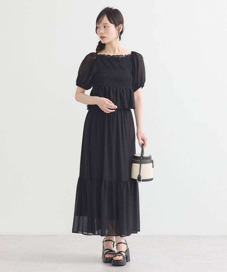 earth music&ecology「SET2点フロッキードットブラウス＋スカート」|スーツ|