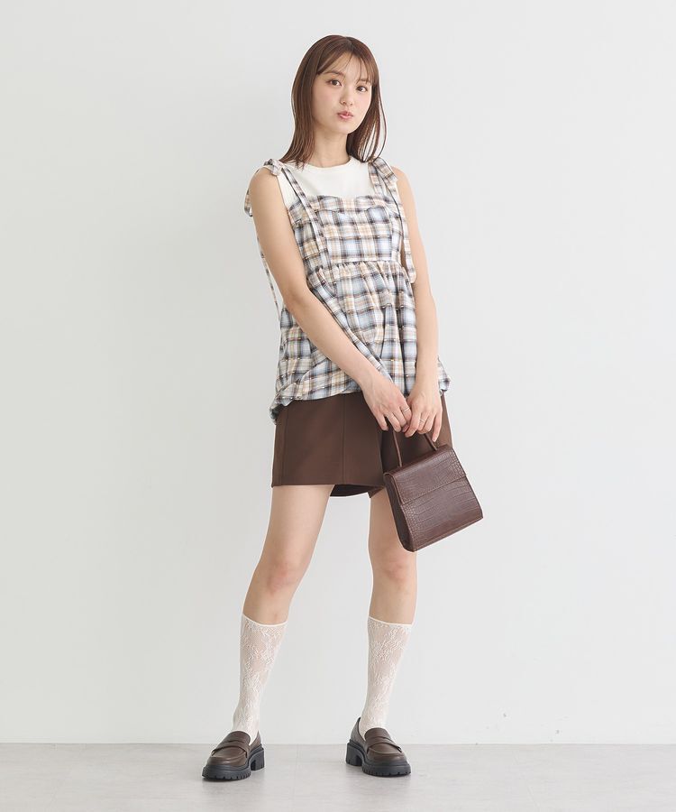 earth music&ecology「チェックパターンバルーンキャミビスチェ」|ベスト・ジレ|