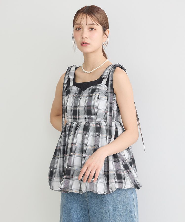 earth music&ecology「チェックパターンバルーンキャミビスチェ」|ベスト・ジレ|