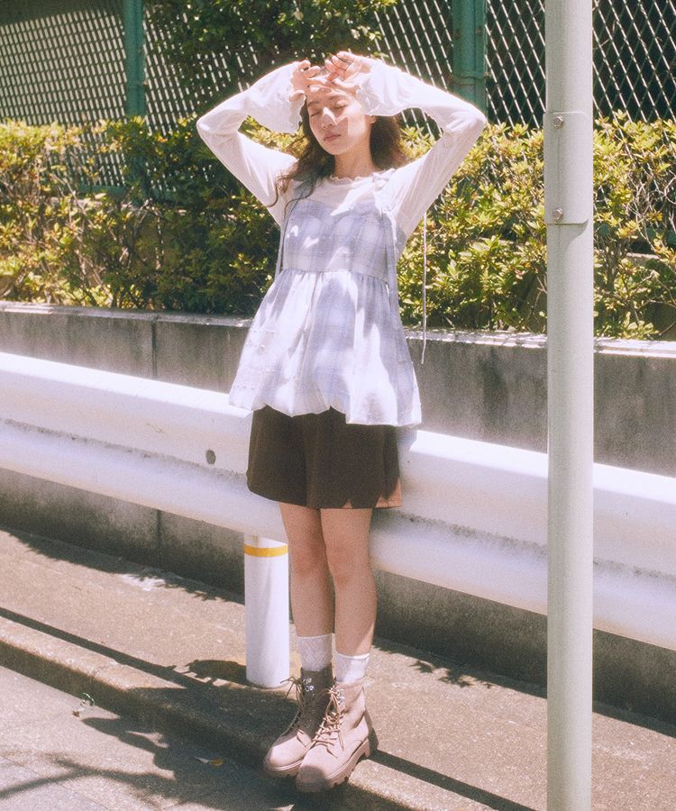 earth music&ecology「チェックパターンバルーンキャミビスチェ」|ベスト・ジレ|