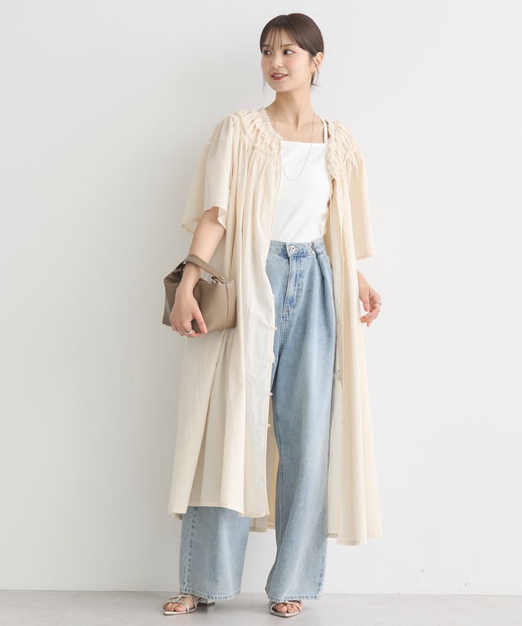 earth music&ecology「ギャザーロングワンピース」|ワンピース|Ecru