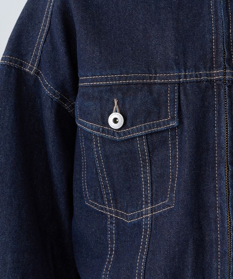 earth music&ecology「ショートジップデニムジャケット」|ブルゾン・スタジャン|