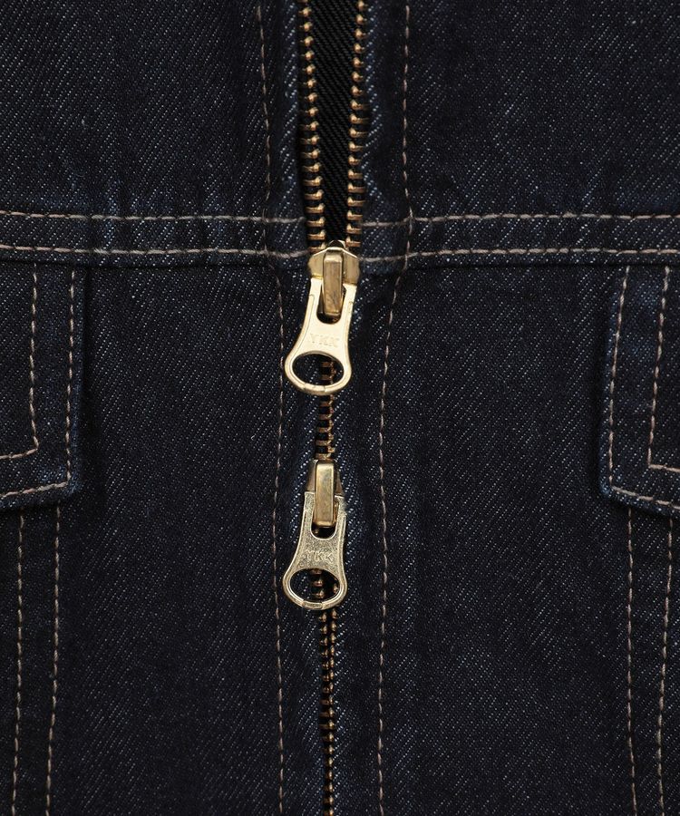 earth music&ecology「ショートジップデニムジャケット」|ブルゾン・スタジャン|