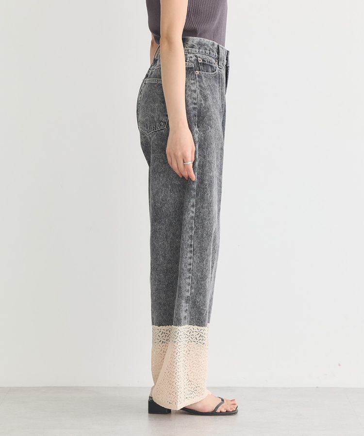 earth music&ecology「裾レースデニムパンツ」|デニム|