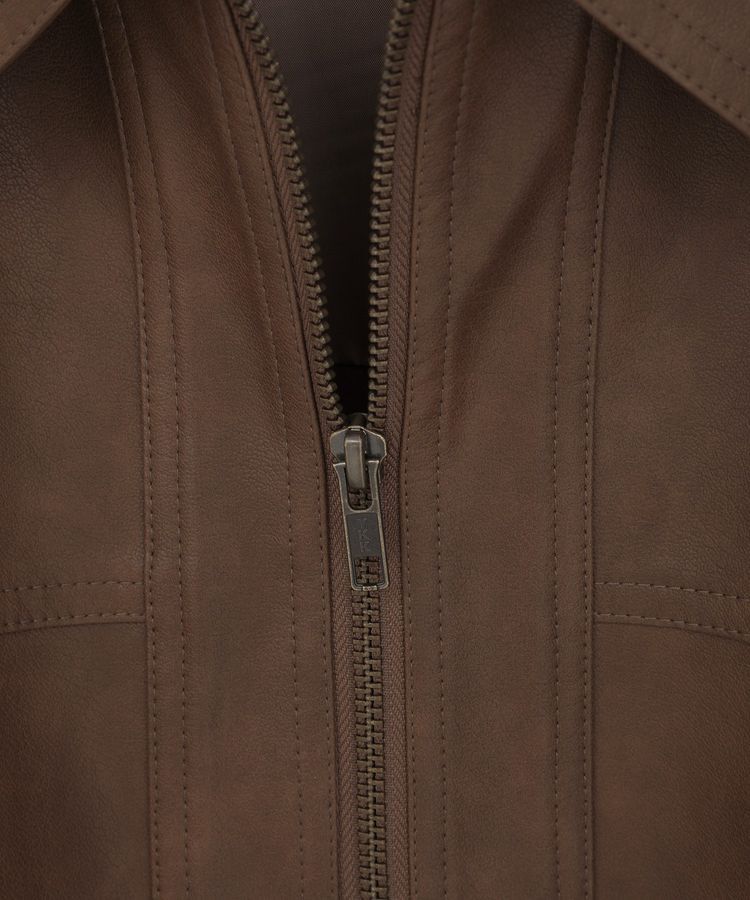 earth music&ecology「フェイクレザージップジャケット」|ブルゾン・スタジャン|