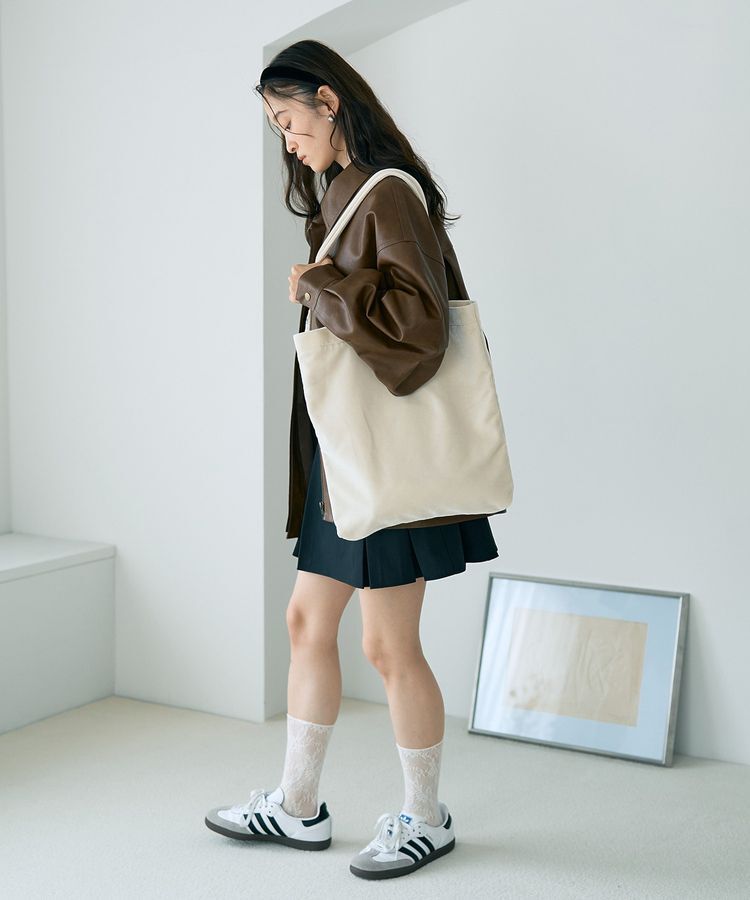 earth music&ecology「フェイクレザージップジャケット」|ブルゾン・スタジャン|