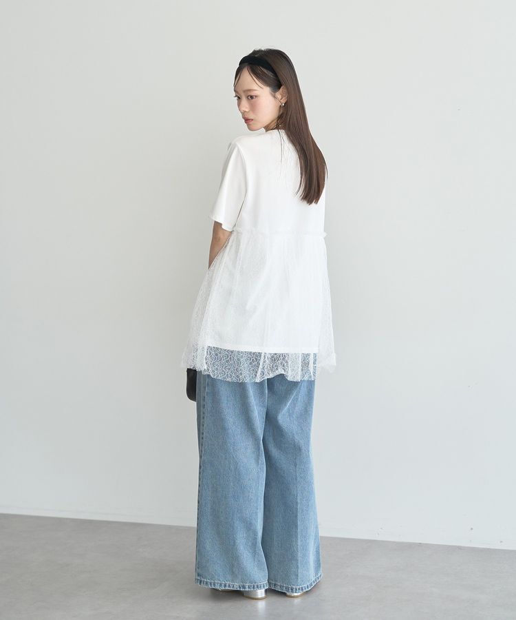 earth music&ecology「ニュアンス柄レースドッキングプルオーバー」|Tシャツ・カットソー|