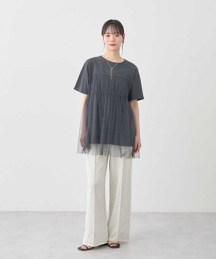 earth music&ecology「ニュアンス柄レースドッキングプルオーバー」|Tシャツ・カットソー|