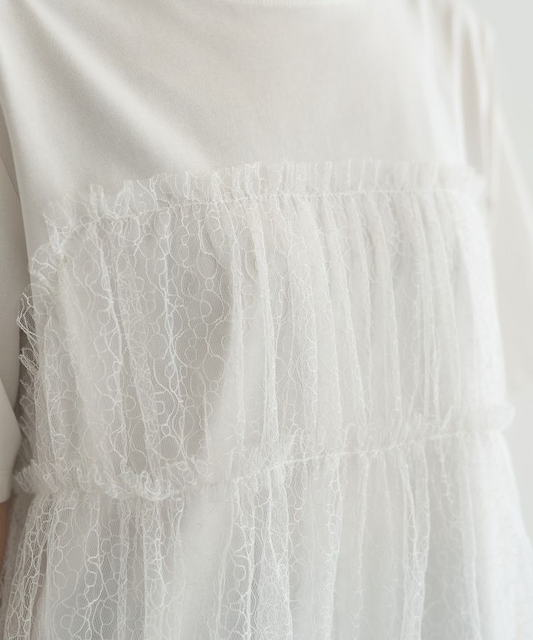 earth music&ecology「ニュアンス柄レースドッキングプルオーバー」|Tシャツ・カットソー|