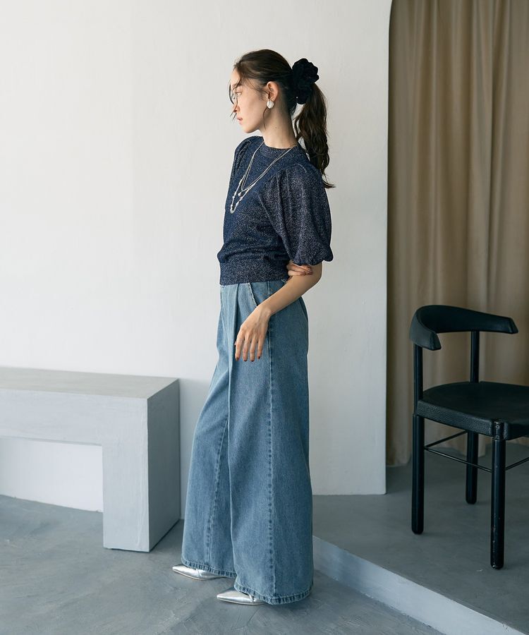 earth music&ecology「ラメモールパフスリニットプルオーバー」|ニット・セーター|