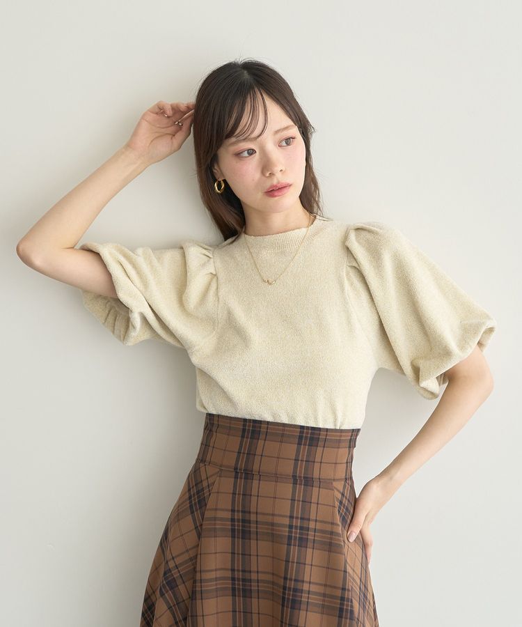 earth music&ecology「ラメモールパフスリニットプルオーバー」|ニット・セーター|