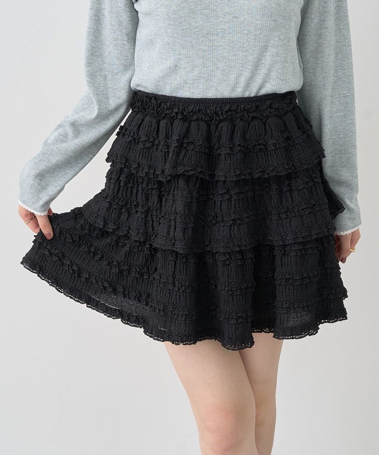 earth music&ecology「フリフリミニスカート」|スカート|Black