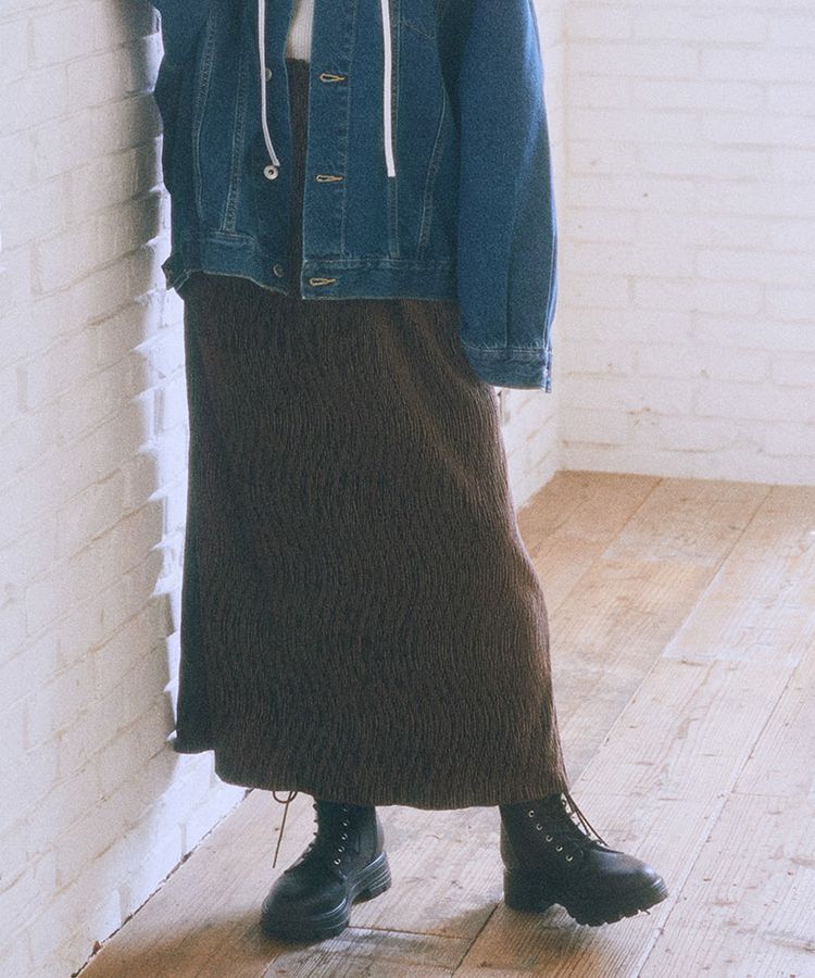 earth music&ecology「シャイニーベロアスカート」|タイト|