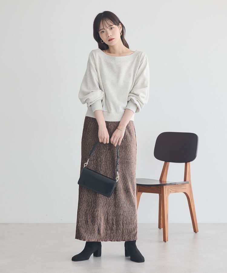 earth music&ecology「シャイニーベロアスカート」|タイト|