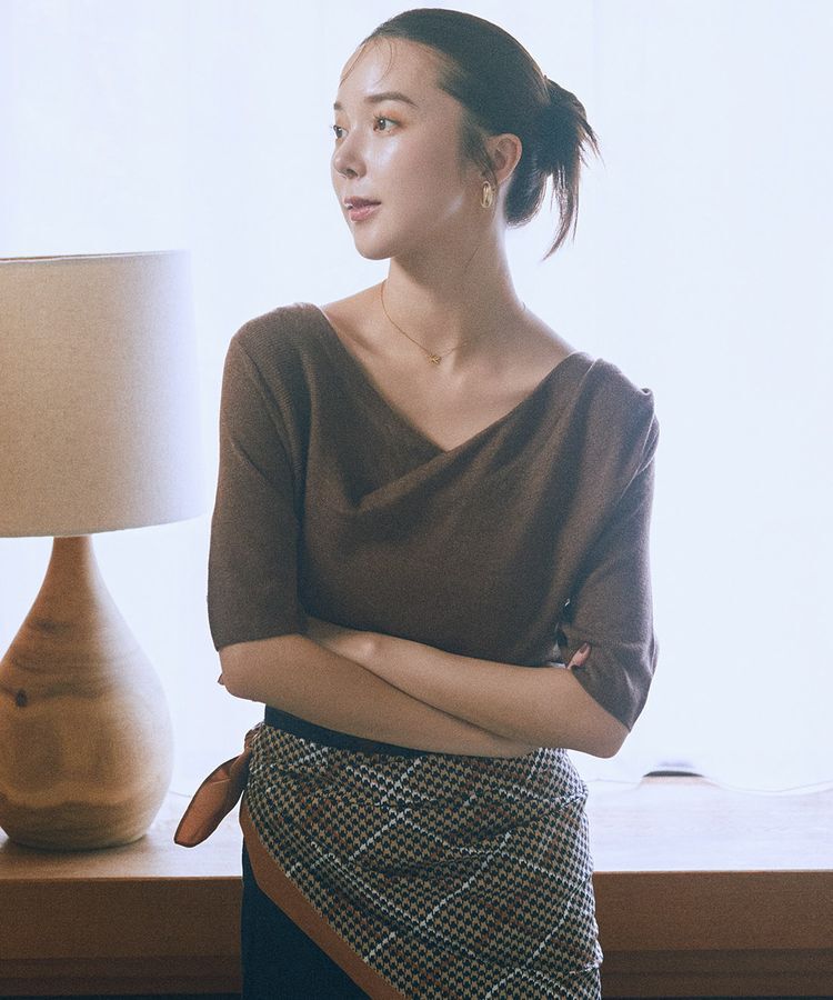 earth music&ecology「ドレープニットプルオーバー」|ニット・セーター|Brown