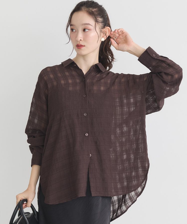 earth music&ecology「シャドーチェックシャツ」|シャツ・ブラウス|Brown