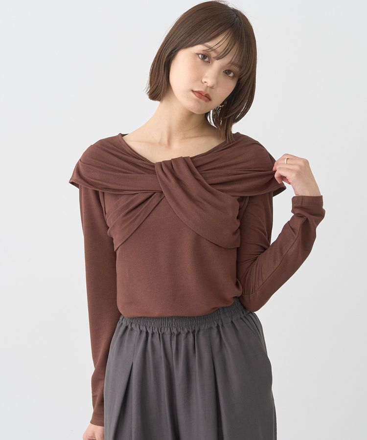 earth music&ecology「リボンライクドレーププルオーバー」|Tシャツ・カットソー|Brown