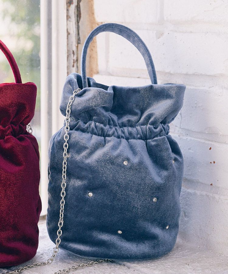 earth music&ecology「ベロアハンドルバッグ」|ショルダー・メッセンジャー|Blue