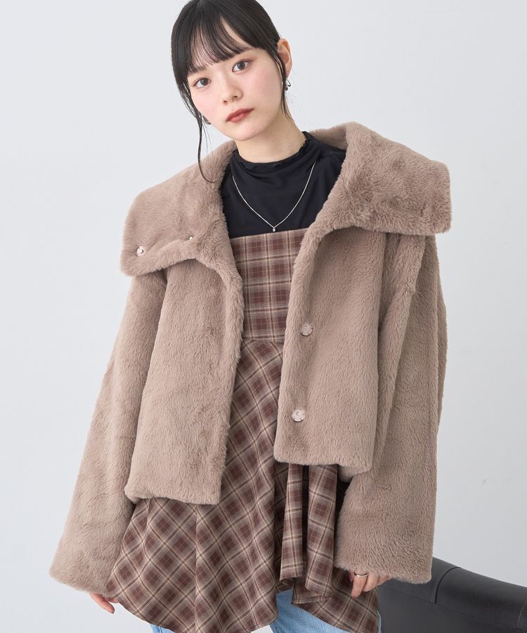 earth music&ecology「ファーショートブルゾン」|ブルゾン・スタジャン|Mocha