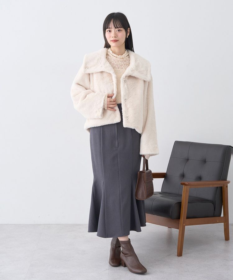 earth music&ecology「ファーショートブルゾン」|ブルゾン・スタジャン|