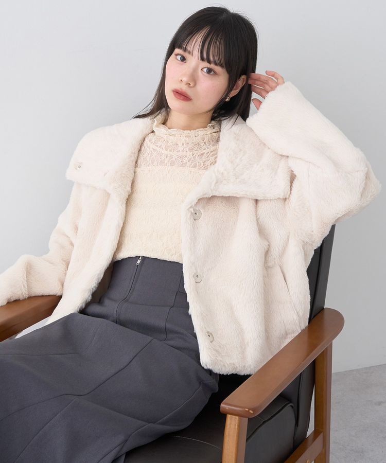 earth music&ecology「ファーショートブルゾン」|ブルゾン・スタジャン|