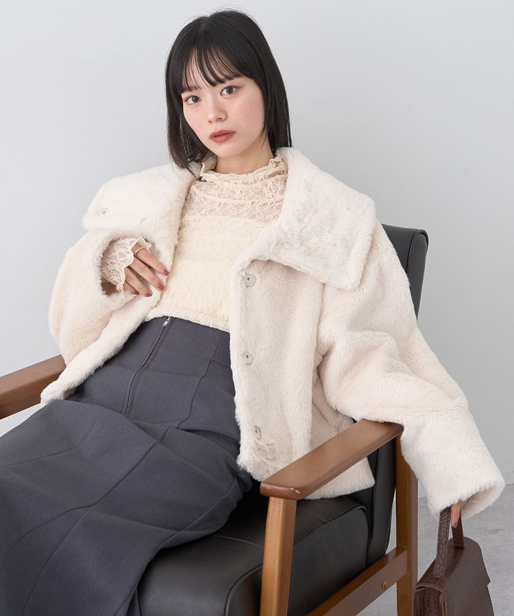 earth music&ecology「ファーショートブルゾン」|ブルゾン・スタジャン|