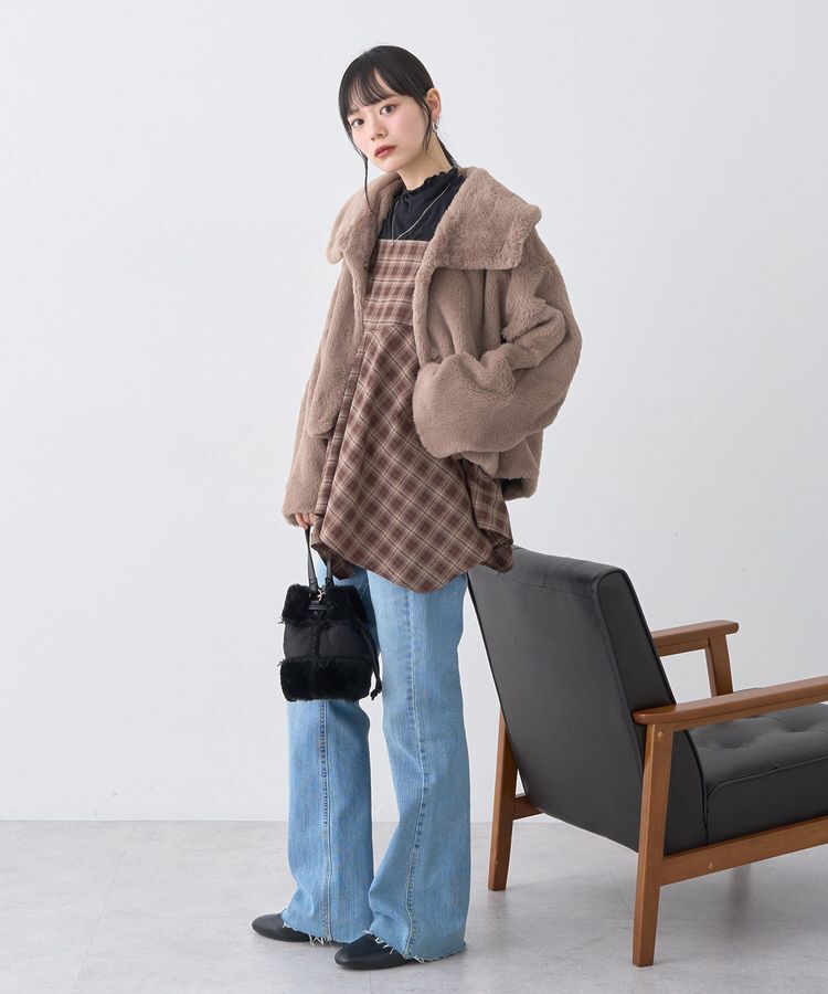 earth music&ecology「ファーショートブルゾン」|ブルゾン・スタジャン|