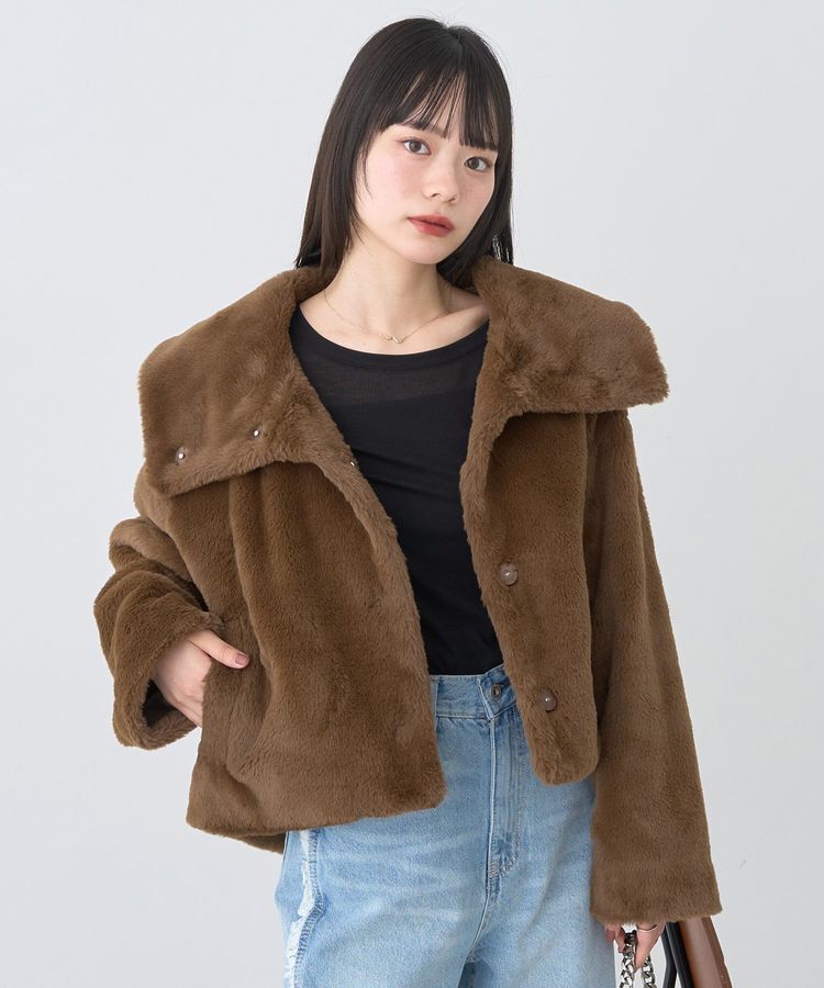 earth music&ecology「ファーショートブルゾン」|ブルゾン・スタジャン|