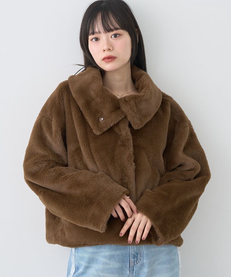 earth music&ecology「ファーショートブルゾン」|ブルゾン・スタジャン|Brown