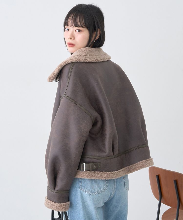 earth music&ecology「フェイクムートンジャケット」|ブルゾン・スタジャン|