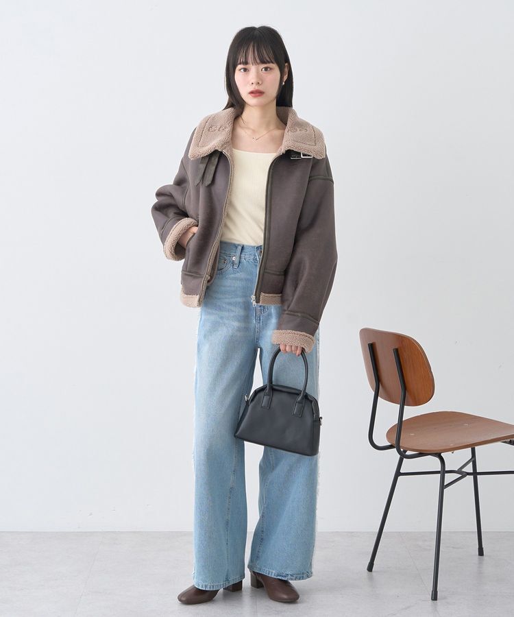 earth music&ecology「フェイクムートンジャケット」|ブルゾン・スタジャン|