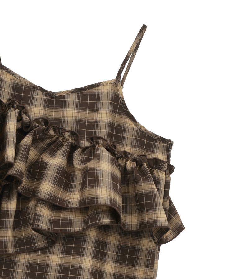 earth music&ecology「2wayフリルチェックキャミワンピース」|ワンピース|