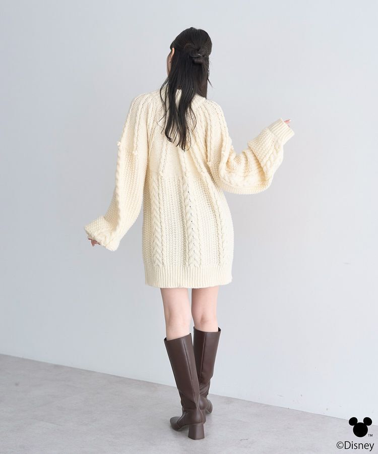 earth music&ecology「Disney/ポイントミッキーケーブルニット」|ニット・セーター|