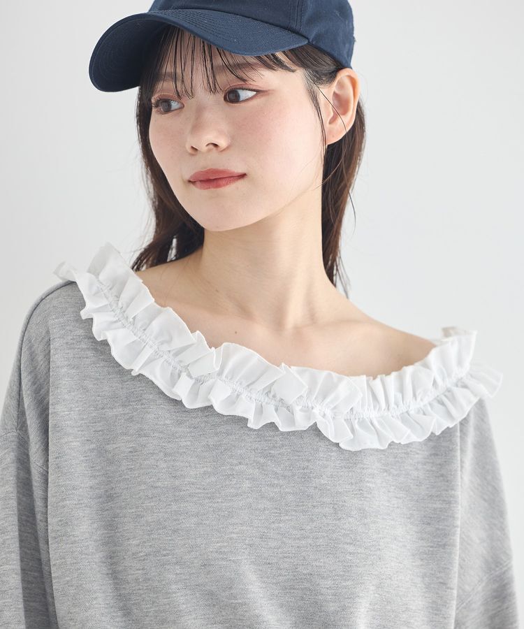 earth music&ecology「フリルオフショルウラケスウェット」|スウェット・ジャージ|