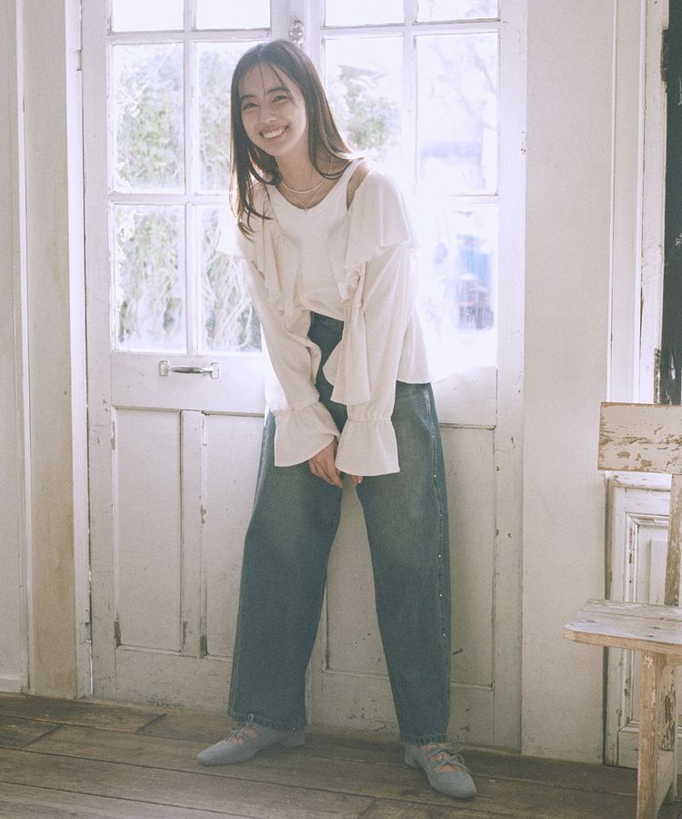 earth music&ecology「スタッズデニムパンツ」|デニム|