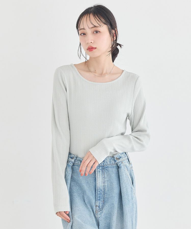 earth music&ecology「ランダムチェーンリブバックレースプルオーバー」|Tシャツ・カットソー|