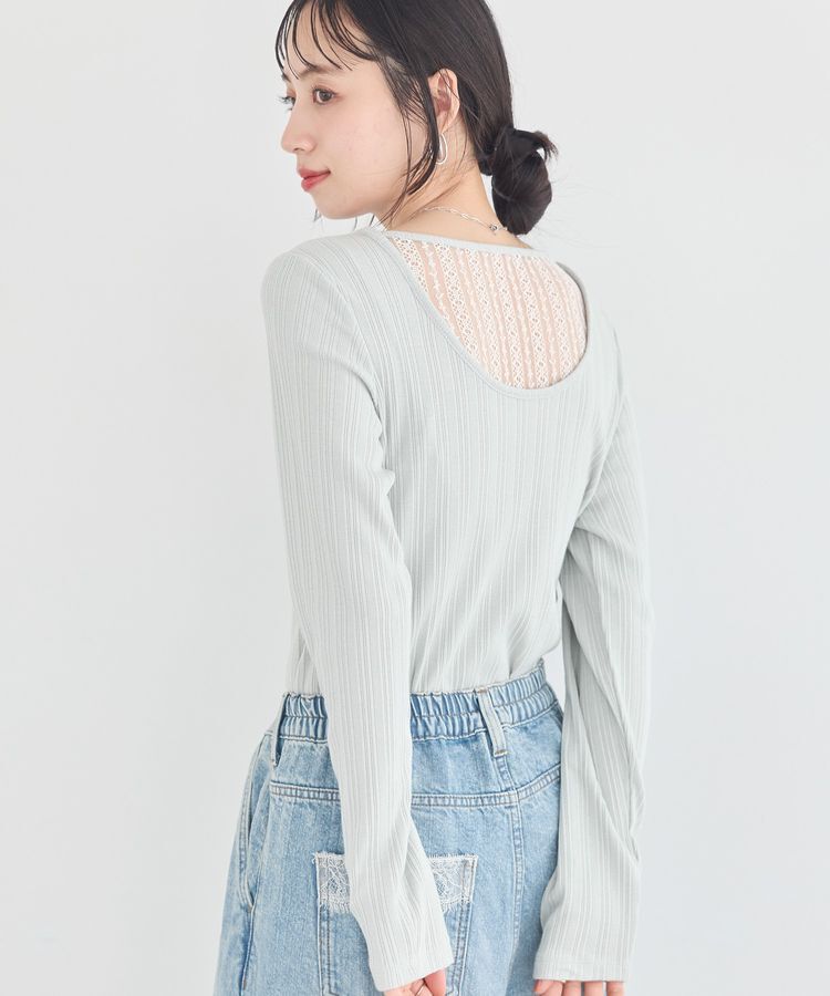 earth music&ecology「ランダムチェーンリブバックレースプルオーバー」|Tシャツ・カットソー|