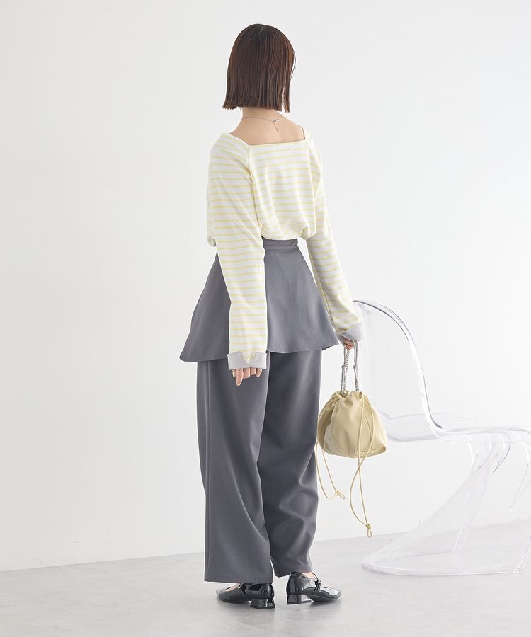 earth music&ecology「バイカラースクエアネックボーダープルオーバー」|Tシャツ・カットソー|