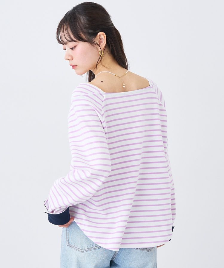 earth music&ecology「バイカラースクエアネックボーダープルオーバー」|Tシャツ・カットソー|